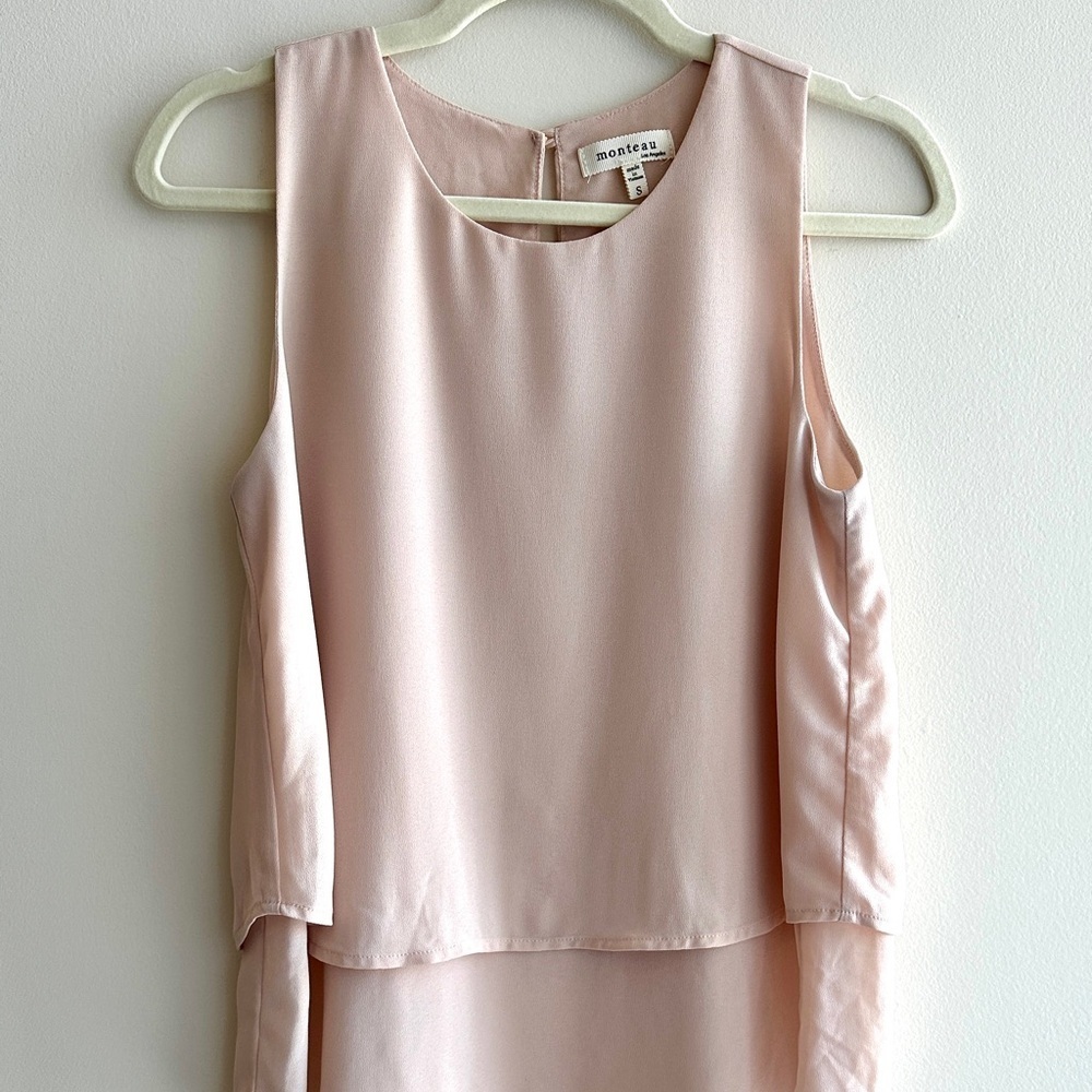 Monteau Women’s Blush Pink Layered Basic Tank Top, Size Small - Picture 2 of 15
